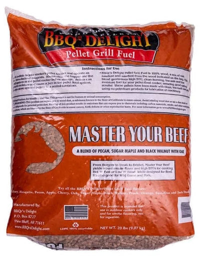 Back side of a 20lb pack BBQr’s Delight Wood Pellet Grill Fuel – ‘Master Your Beef