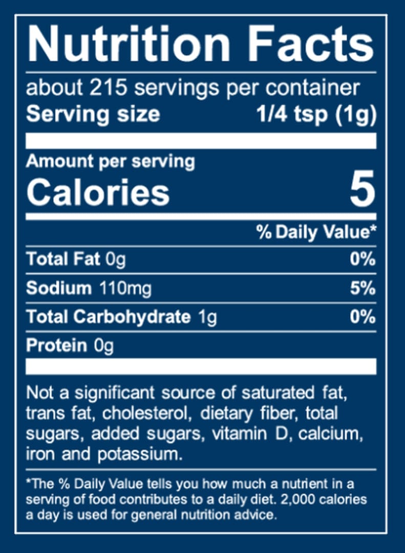 nutrition facts label of a bottle of Fire & Smoke Society - Mayor of Rub Town
