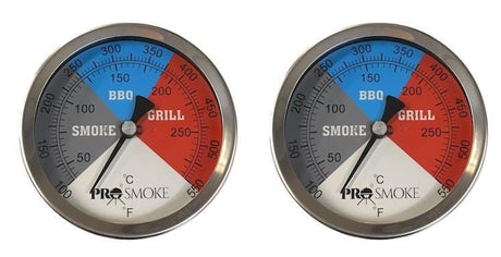 2 Pack BBQ Stainless Steel Grill Thermometer