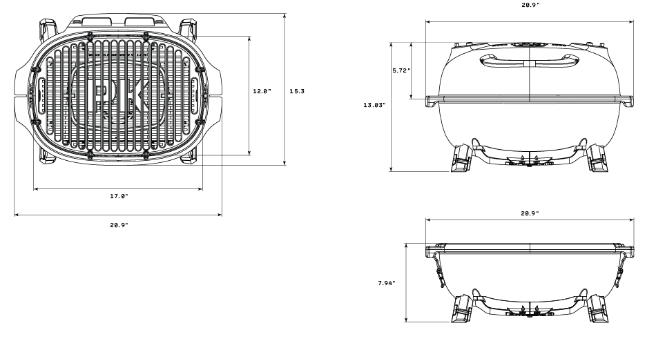 PKGO Portable Grill dimensions