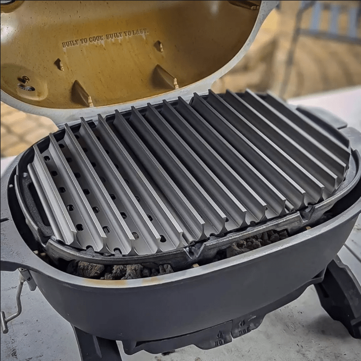 PKGO Grill Grate and Tool on a grill