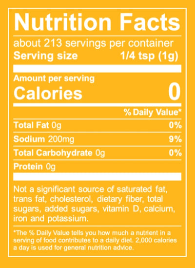 Nutrition facts label of a bottle of Fire & Smoke Society - The GO-TO Blend 