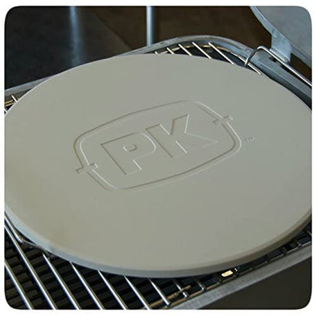 PK Grills Pizza Stone on a grill