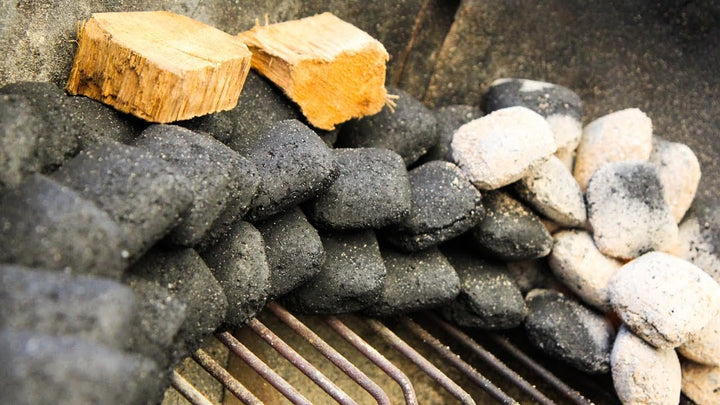BBQ Wood Chunks on Top of Coal